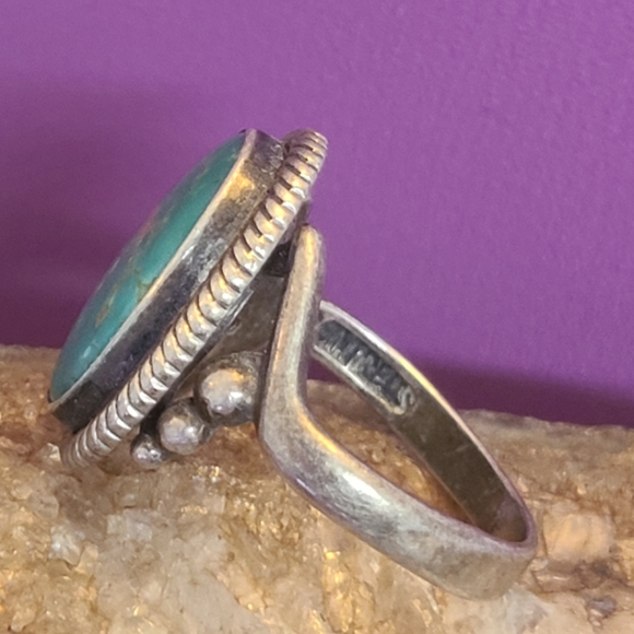 Gorgeous vintage Native American turquoise ring size 7 - Picture 3 of 6